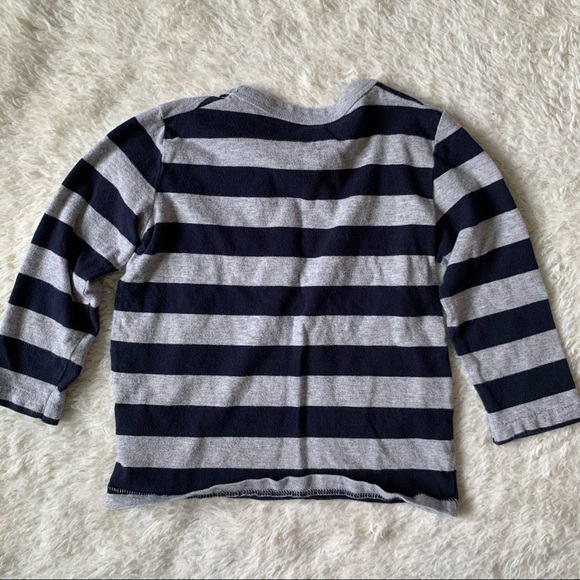 BABY GAP | Navy Blue & Gray Striped Shirt - Picture 4 of 5